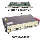 Huawei MA5608T OLT terminal with 8 port GPON board H807GPBH (C+ modules included), 2 MCUD boards (1G), DC power supply (MPWC)